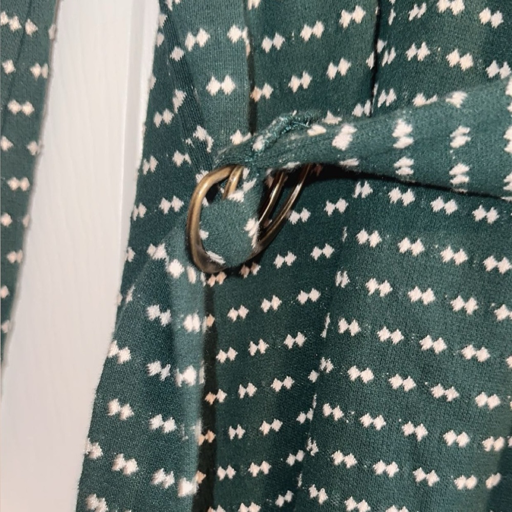 Anthropologie Maeve Emerald Green Malta Belted Long Sleeve Dress - Picture 4 of 10